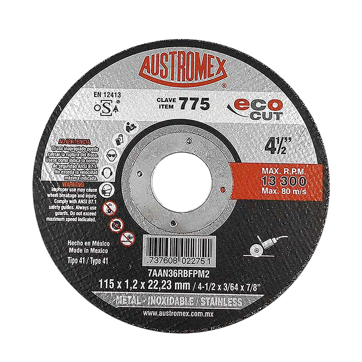 DISCO DE CORTE  METAL-INOXIDABLE 4 1/2"